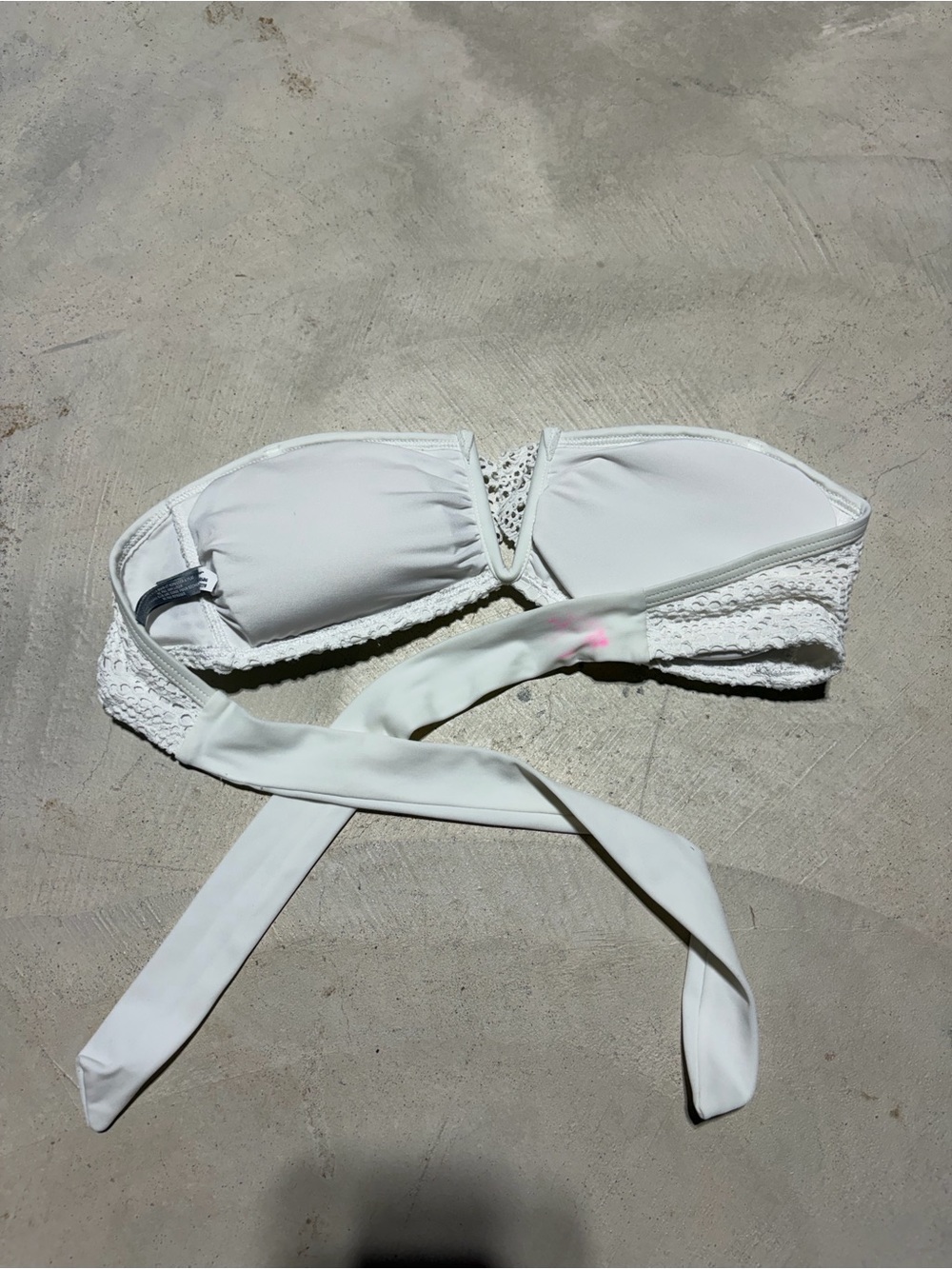 Aerie White Crochet Bandeau strapless Bikini Top XS - Picture 5 of 8